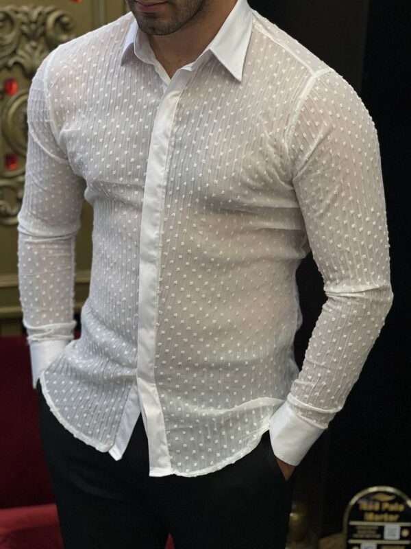 Dot Netted Men Slim Fit Shirts