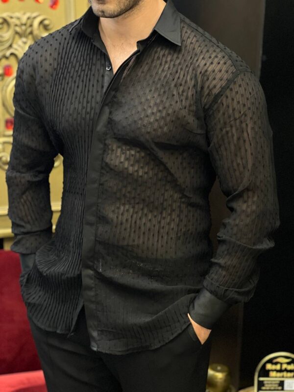 Dot Netted Men Slim Fit Shirts - Image 2